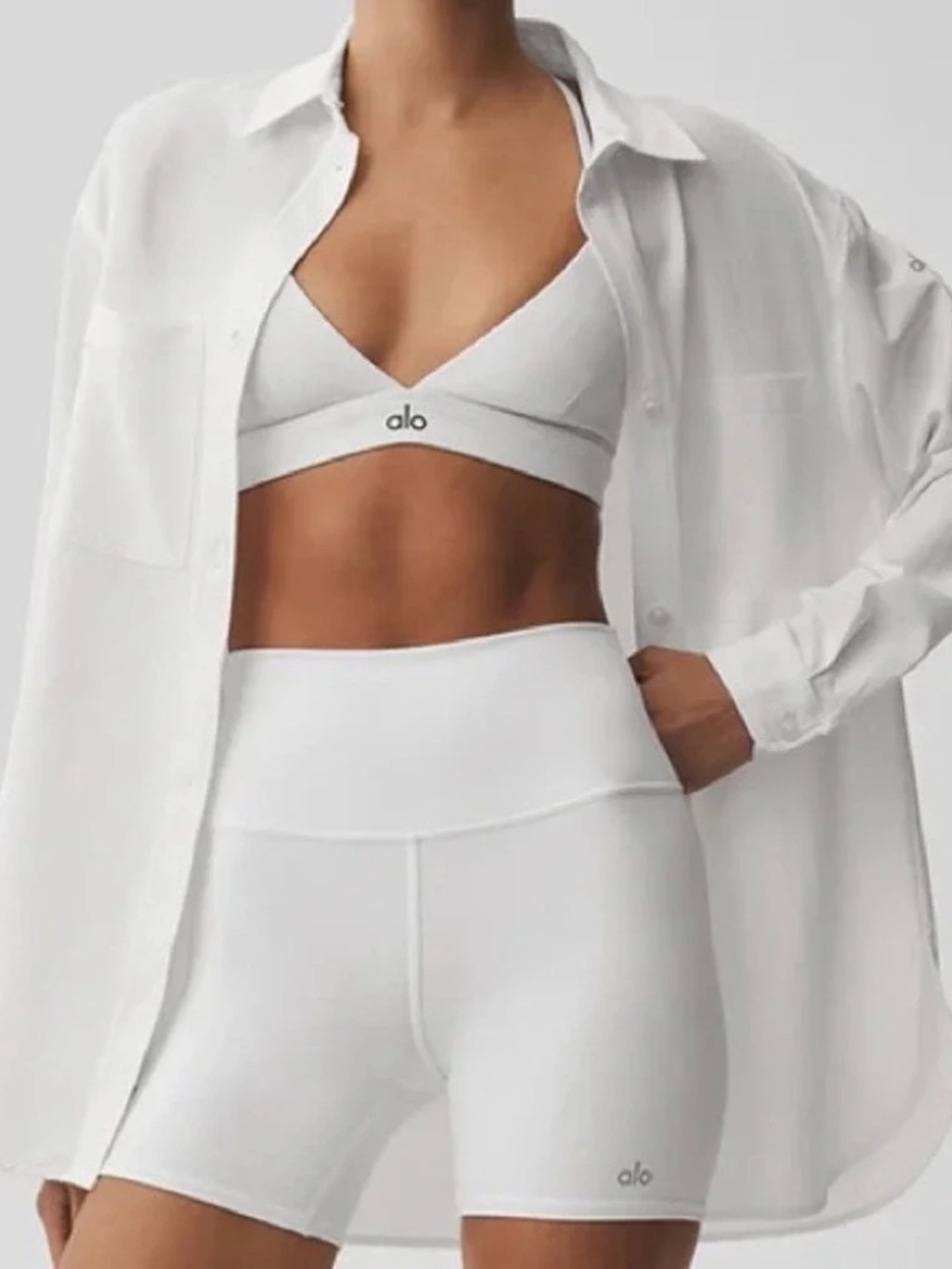Alo Yoga Dreamscape Button Down Long Sleeve White